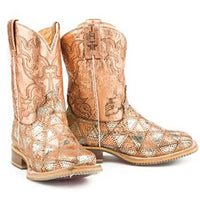 Tin Haul Mish and Mash / Geometric Pony Sole (Multi) - Little Kids/Big Kids Leather Cowgirl Boots