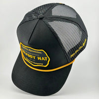 “Cowboy Hat” Patch Rope Trucker Hat - Black