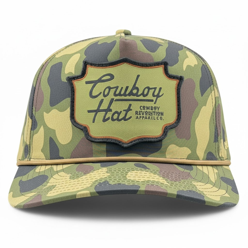 Woodland Camo Patch “Cowboy Hat” - Performance Rope Hat