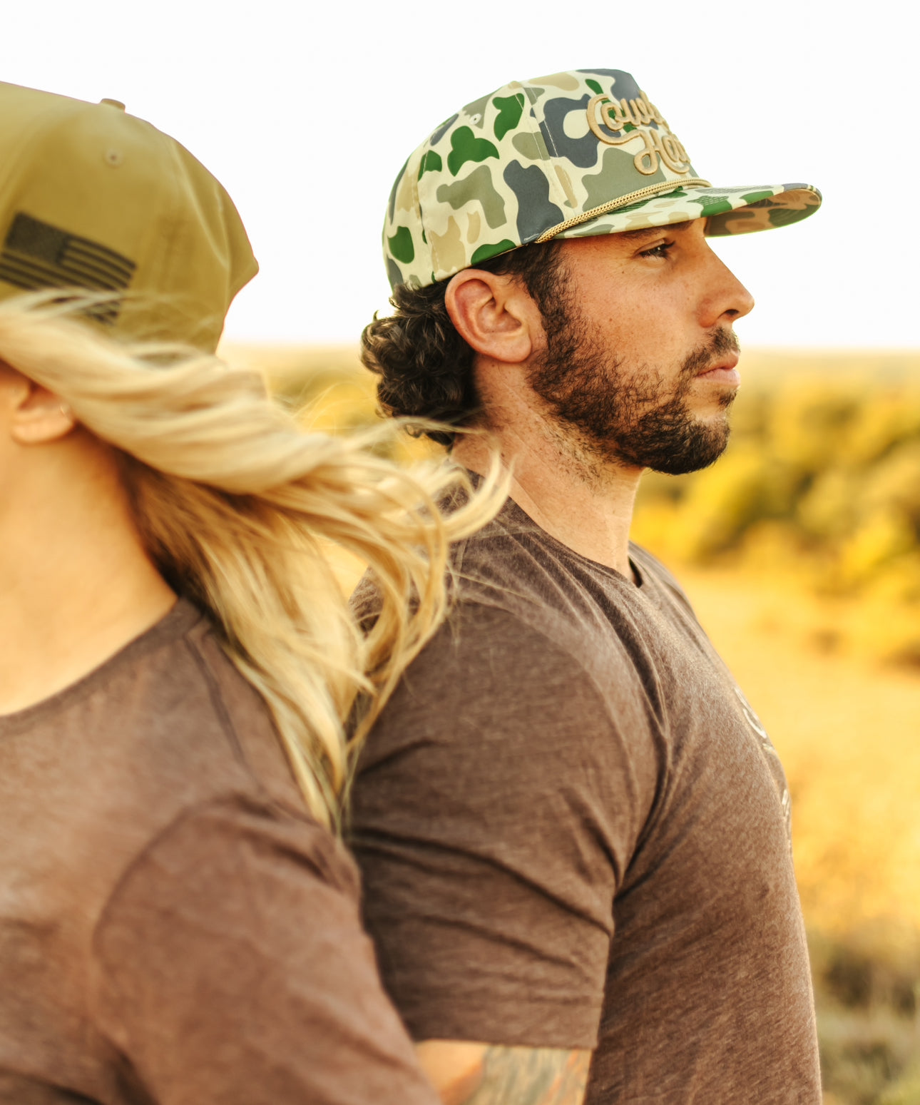 Duck Camo Script “Cowboy Hat” - 5-panel Trucker Hat