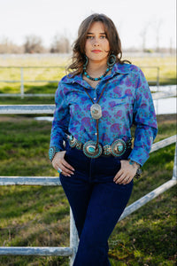 Denim Rose Button Up