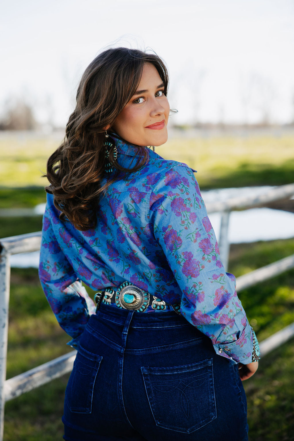 Denim Rose Button Up