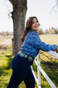 Denim Rose Button Up