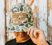 Duck Camo Script “Cowboy Hat” - 5-panel Trucker Hat