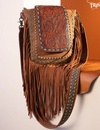 Trinity Ranch Floral Tooled Concealed Carry Crossbody Bag - Brown