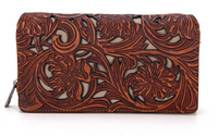 Trinity Ranch Floral Tooled Collection Wallet -Brown