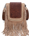 Trinity Ranch Floral Tooled Concealed Carry Crossbody Bag - Tan