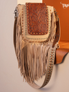 Trinity Ranch Floral Tooled Concealed Carry Crossbody Bag - Tan
