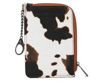 Wrangler Cow Print Print Mini Zip Card Case - Brown