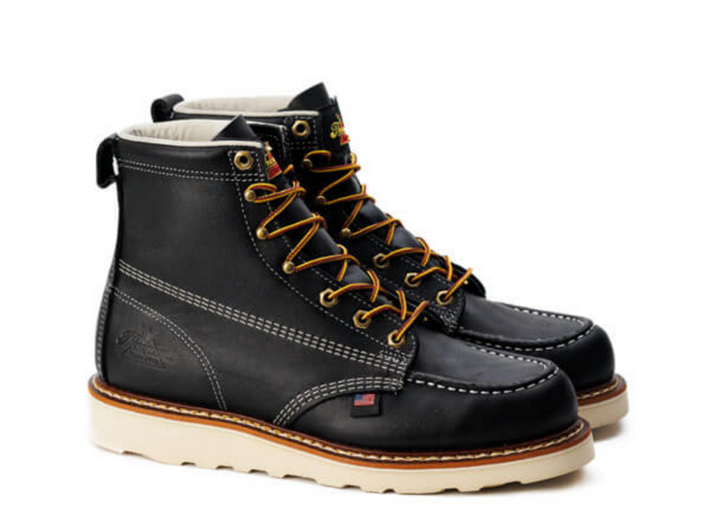 Thorogood - American Heritage – 6″ Black Moc Toe – MAXWear Wedge™