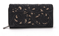 Trinity Ranch Floral Tooled Collection Wallet -Black
