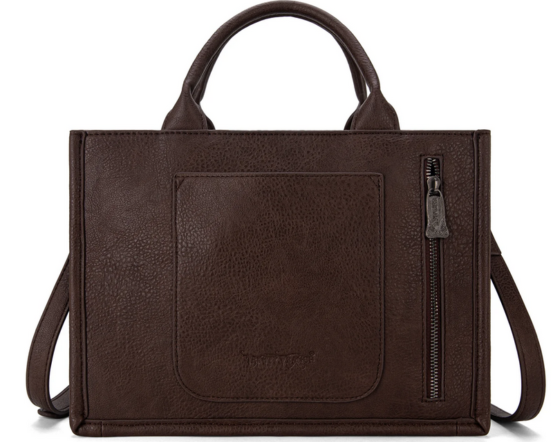 Trinity Ranch Floral Tooled Fringe Concealed Carry Tote/Crossbody - Coffee