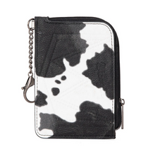 Wrangler Cow Print Print Mini Zip Card Case - Black