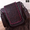 Trinity Ranch Floral Tooled Concealed Carry Crossbody Bag - Coffee