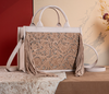 Trinity Ranch Floral Tooled Fringe Concealed Carry Tote/Crossbody - Khaki
