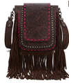 Trinity Ranch Floral Tooled Concealed Carry Crossbody Bag - Coffee