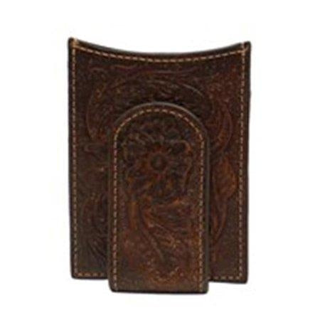 Ariat A3528002 Floral Money Clip, Medium Brown