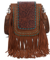 Trinity Ranch Floral Tooled Concealed Carry Crossbody Bag - Brown